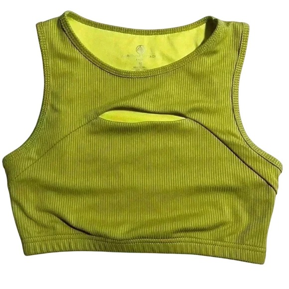Adrienne Vittadini Tops - Adrienne Vittadini Sport Cutout Ribbed Crop Top Athletic Tank‎ Top Chartreuse M
